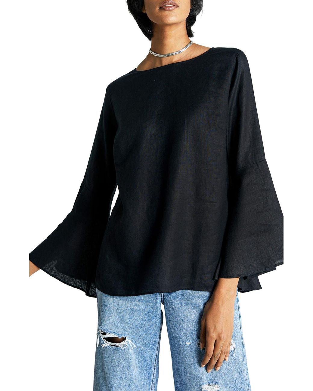 REISTOR Black Button Back Shirt