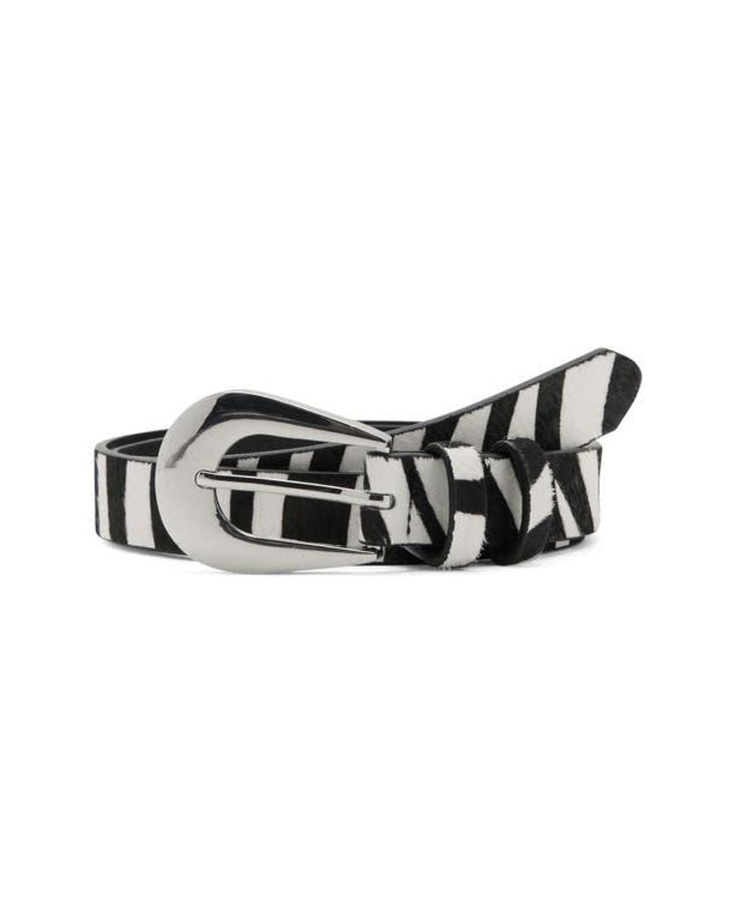 Mango Black Zebra Print Calf Hair Belt