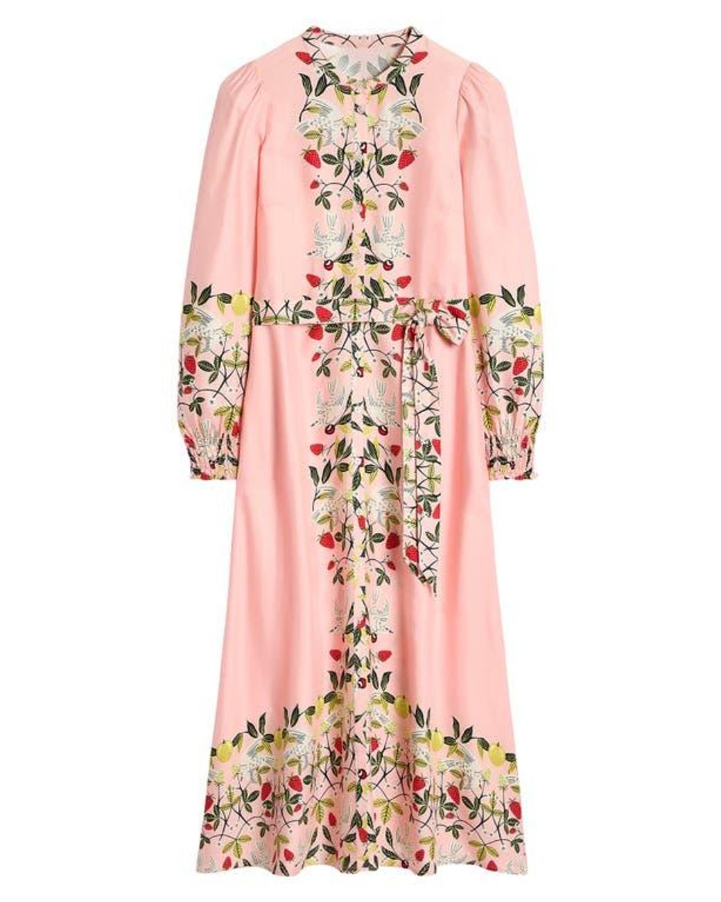 Boden Ruby Botanical Print Long Sleeve Shirtdress in Pink | Lyst