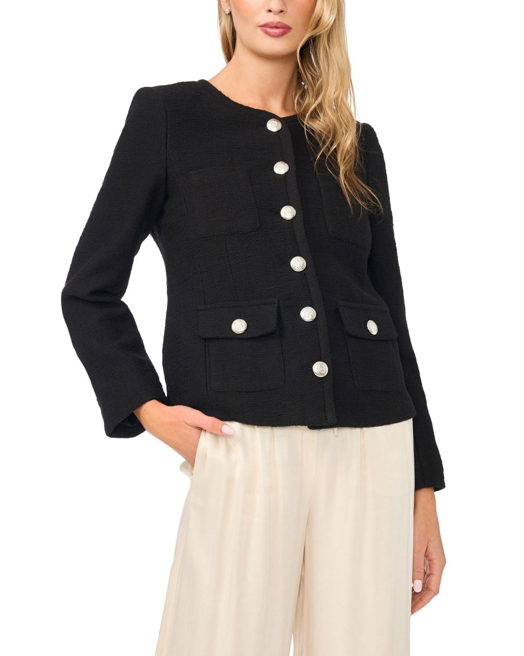 Halogen® Black Collarless Jacket