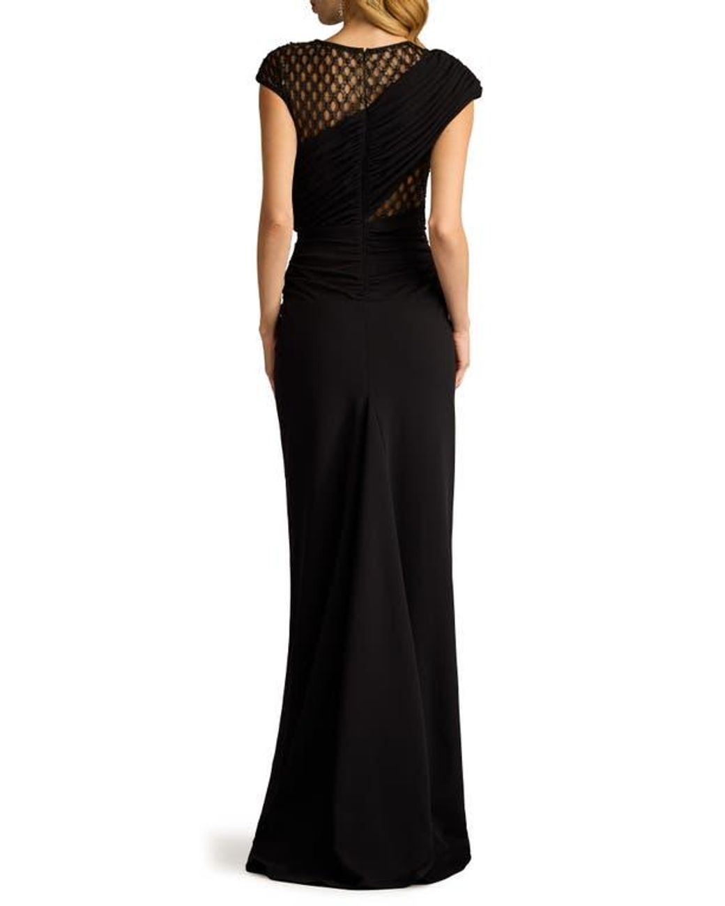 TADASHI SHOJI Size2　黒 Tadashi Shoji Two-Tone A-Line Lace Crepe Gown | Neiman Marcus