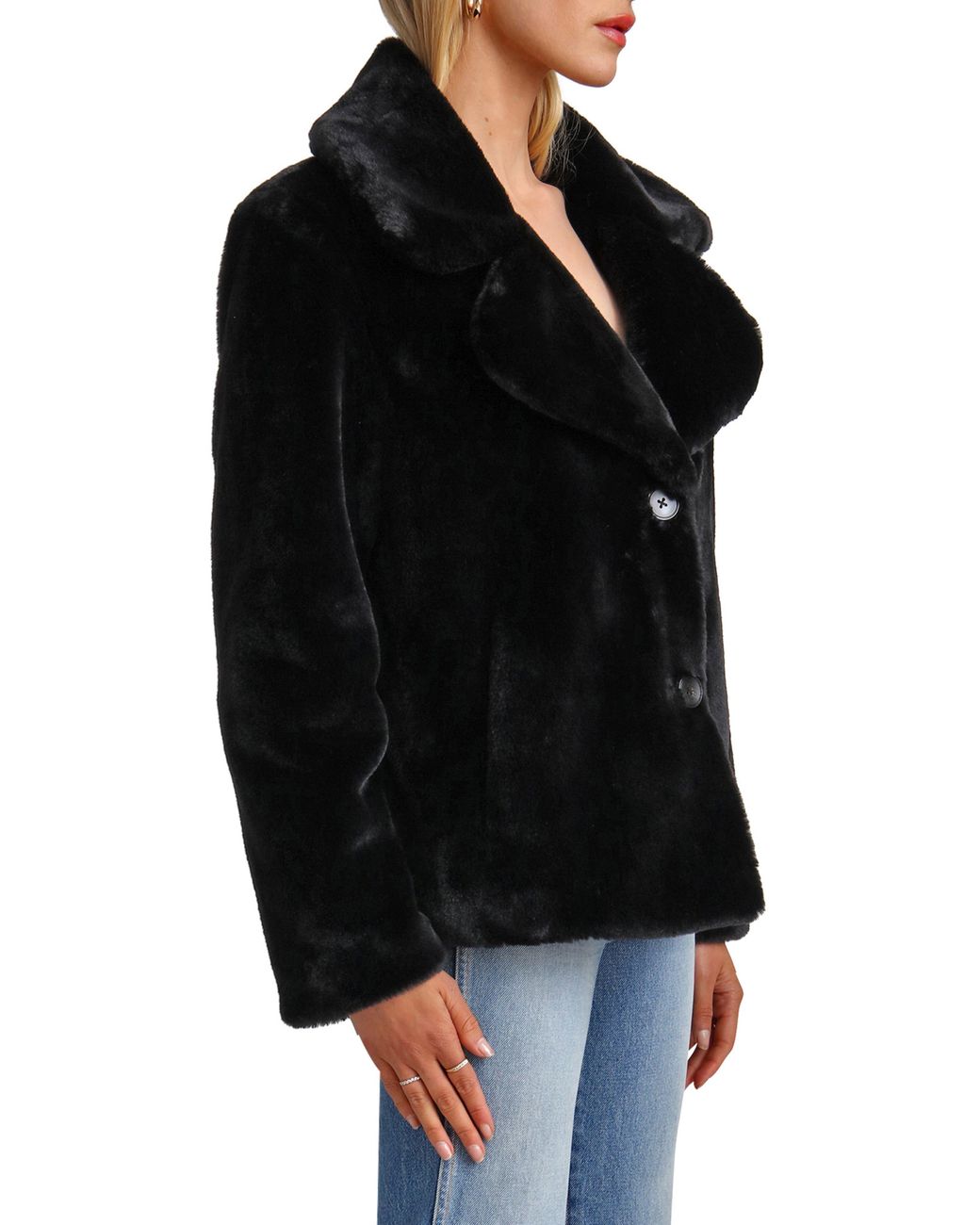 Avec les filles faux hotsell fur notch collar coat