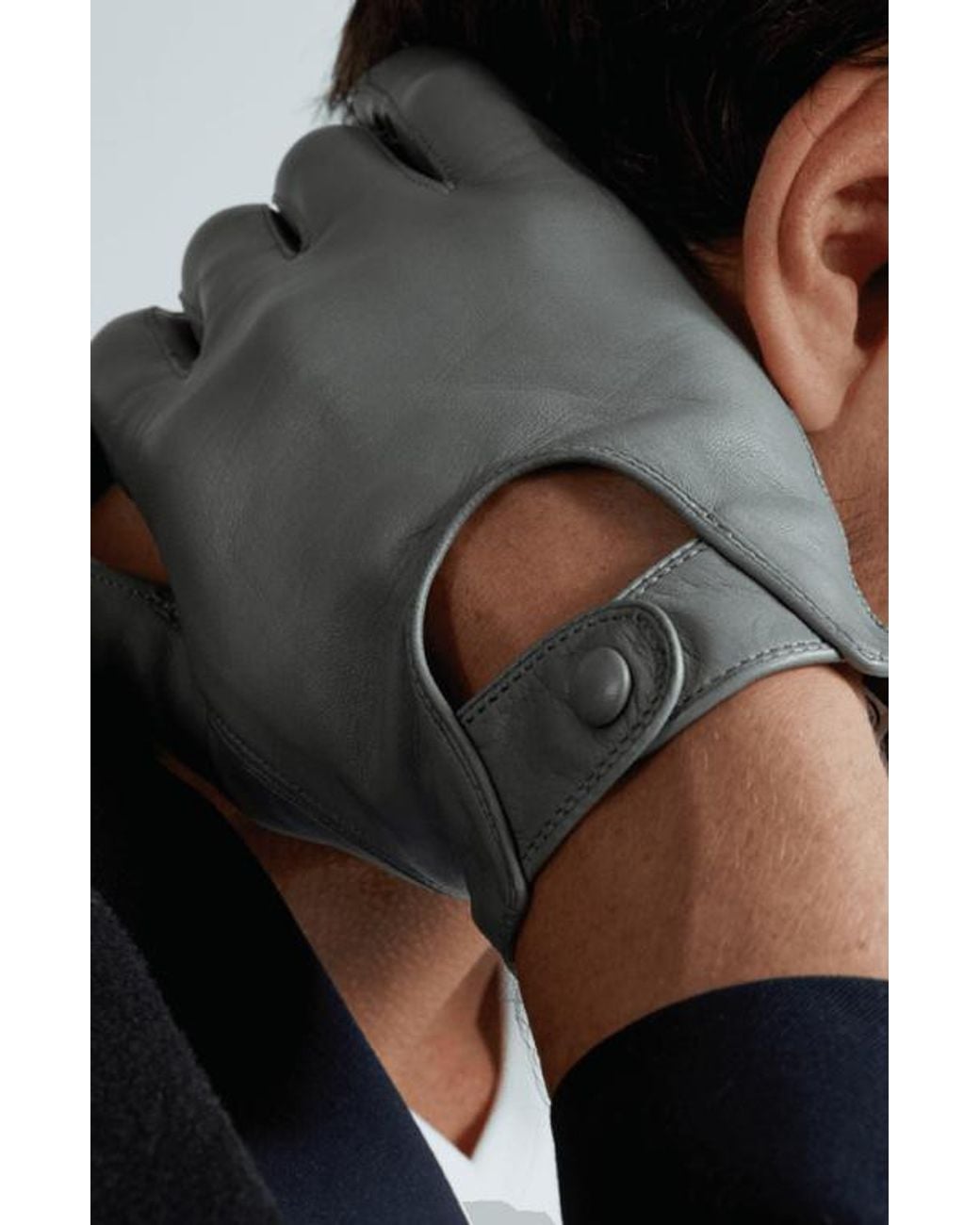 Seymoure Gloves Gray Leather Driving Gloves for men