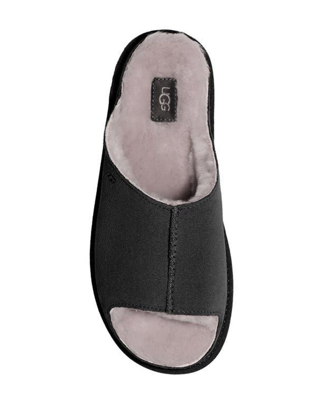 UGG Greenport Genuine Shearling Lined Slide Sandal in Black
