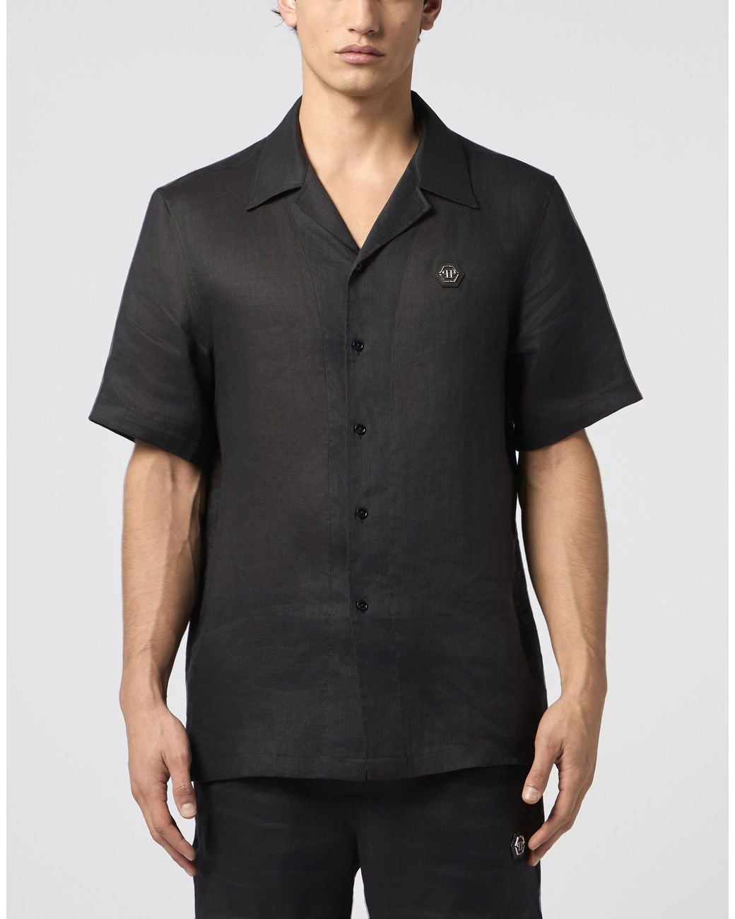 Philipp Plein Black Bowling Shirt Basic for men