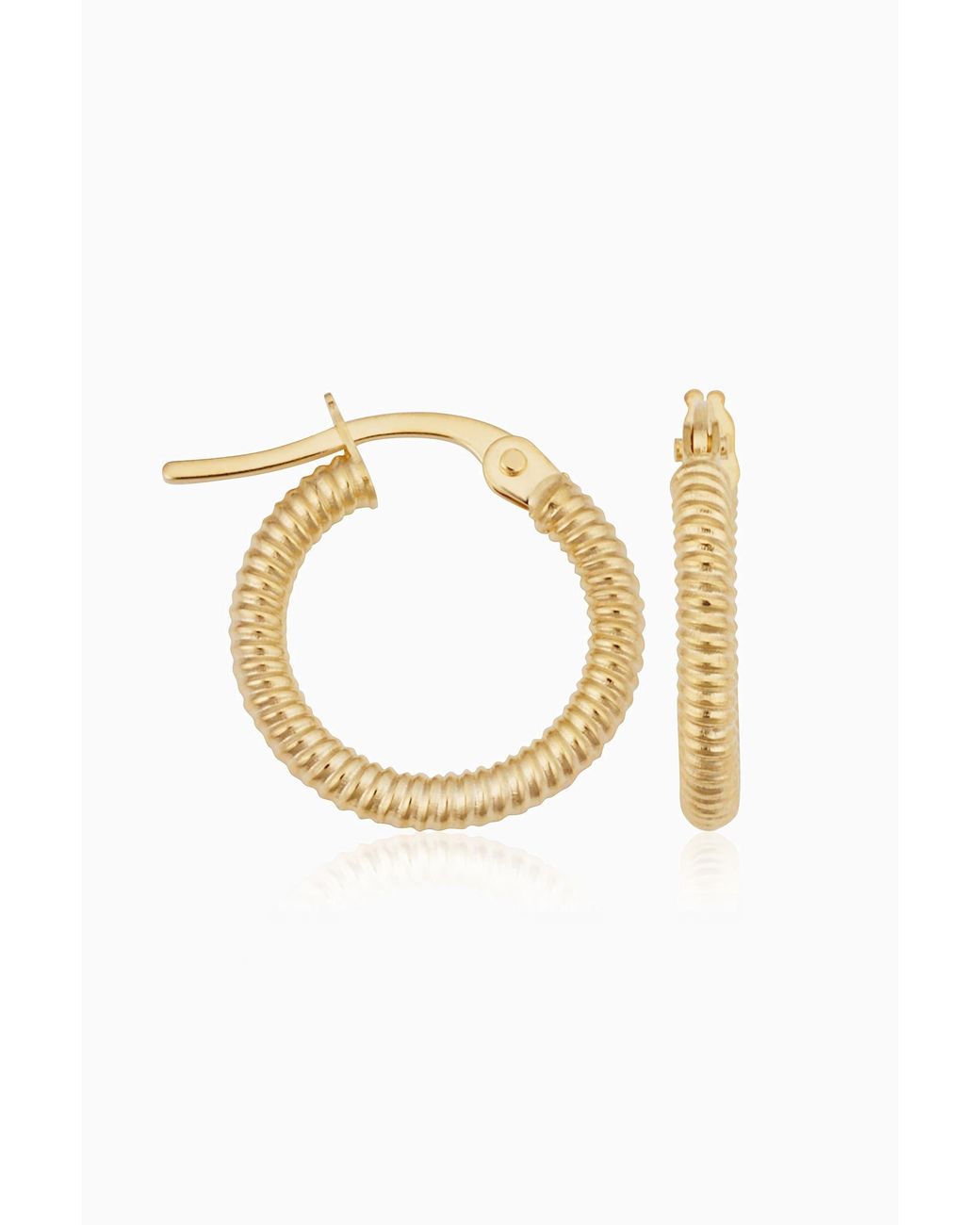 Oradina Metallic 18K Ribbed Mini Hoops
