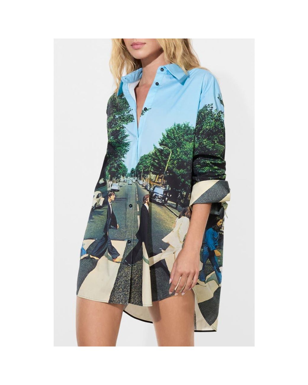 Alice + Olivia Finely Oversize Button-Up Shirt in Blue | Lyst
