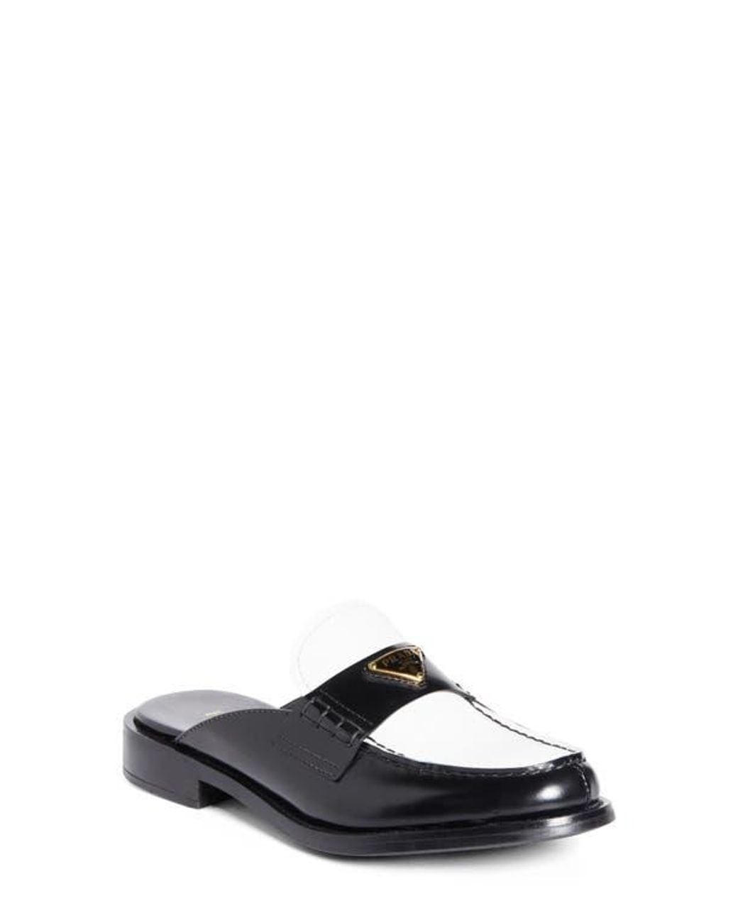 Prada Colorblock Loafer Mule in White | Lyst
