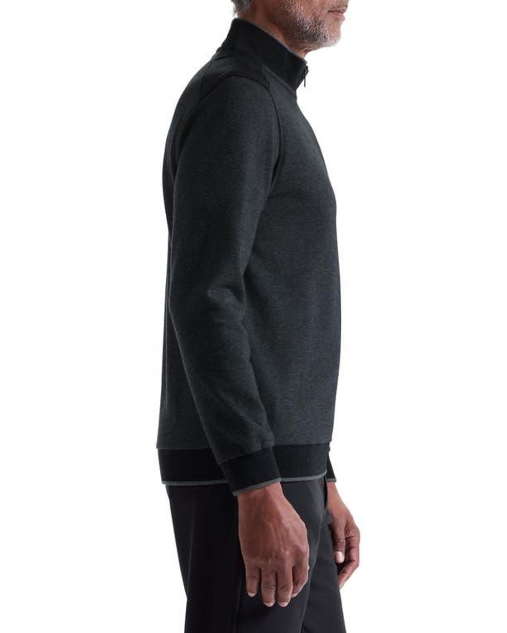 Bugatchi Black Mélange Quarter Zip Top for men