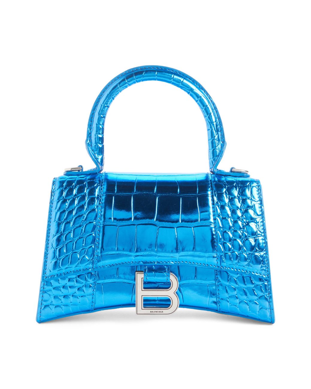 Luxury handbag - Hourglass Balenciaga handbag in electric blue leather