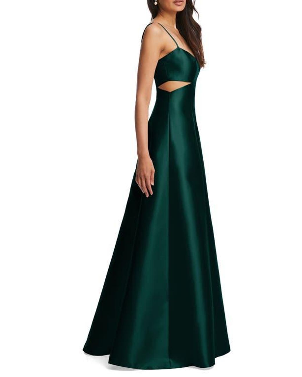 green emerald velvet dress Alfred Sung 