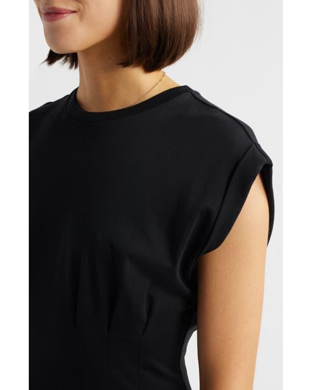 FRAME The Jersey Organic Cotton A-Line Dress in Black | Lyst