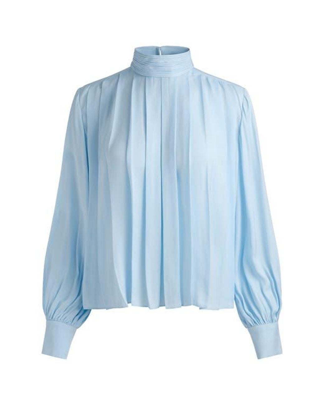 Alice + Olivia Blue Gertrude Mock Neck Top