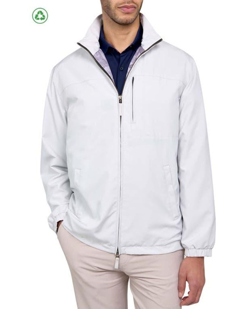 Con.struct White Regular Fit Solid Recycled Performance Golf Jacket for men