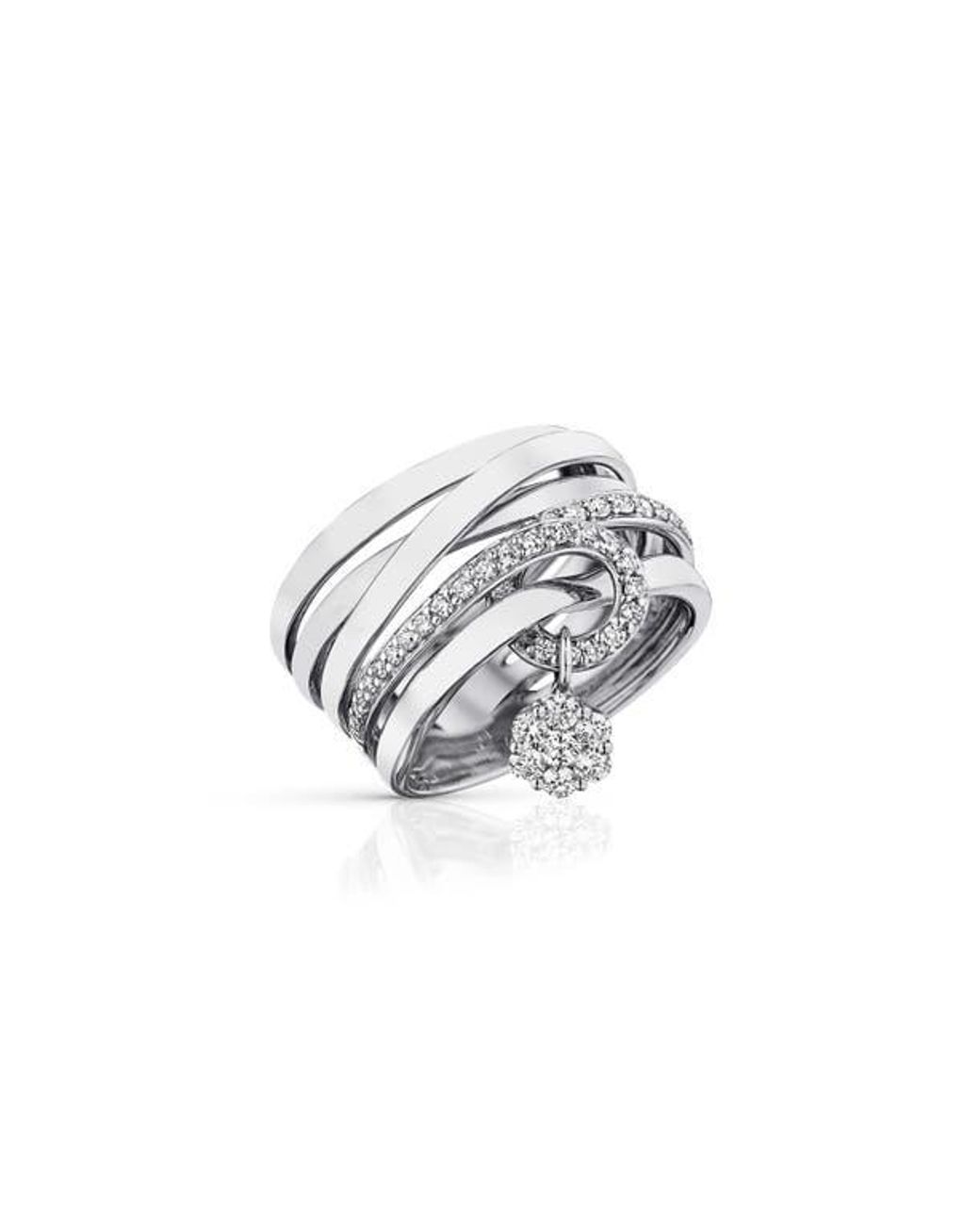 Hueb White Diamond Flower Stack Ring