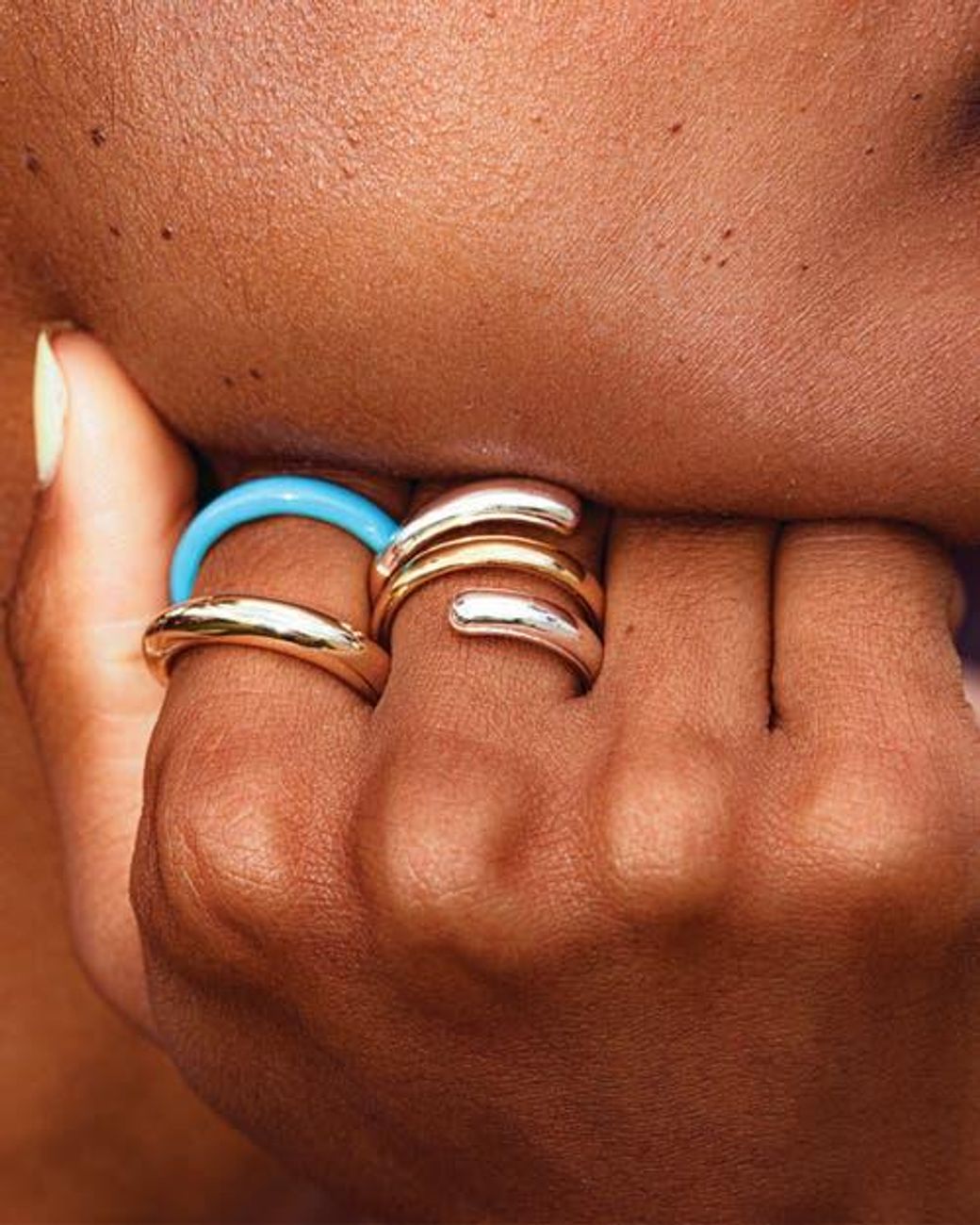 Emma Pills Blue Double Strobe Ring