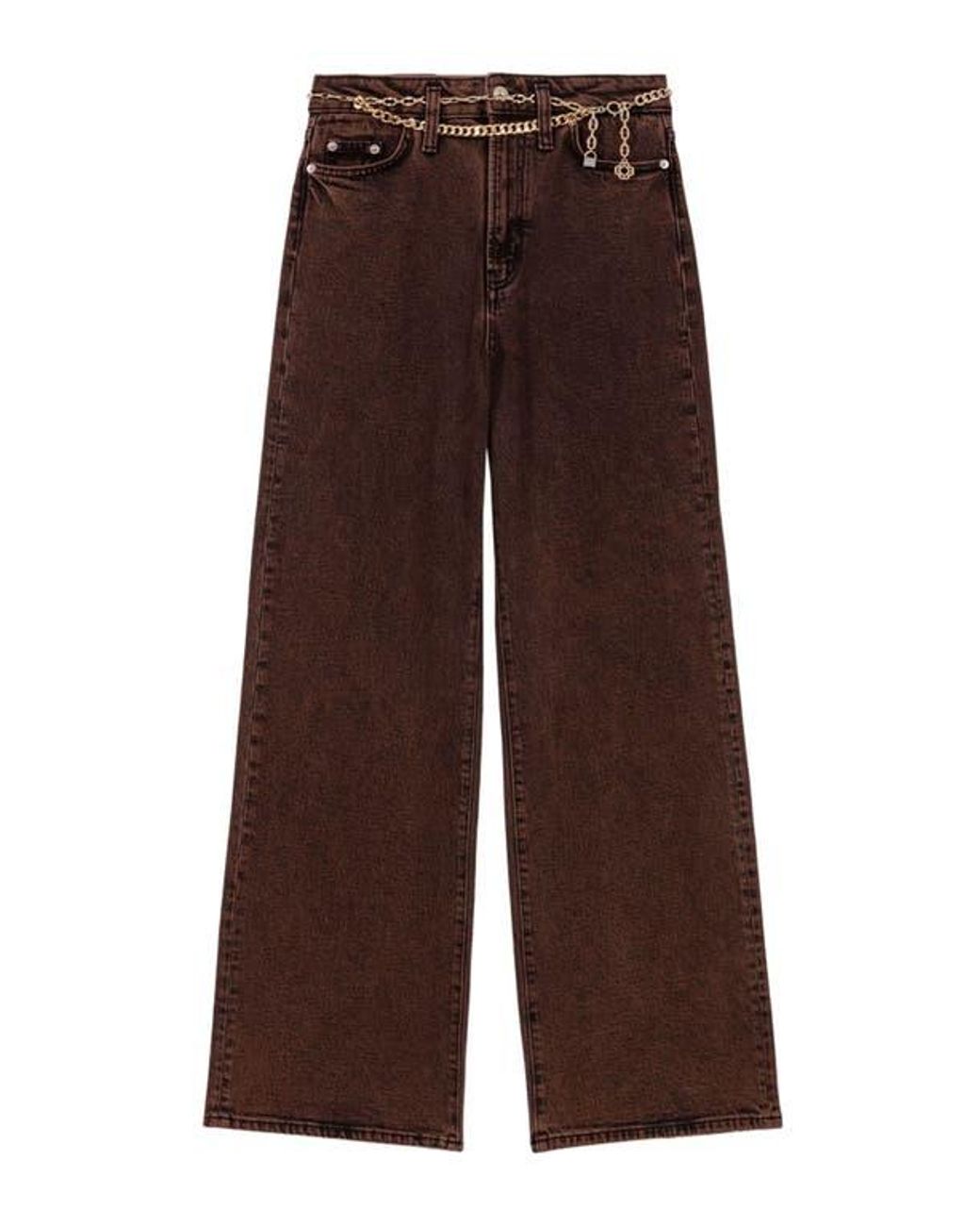 Maje Brown Bootcut Jeans With Chain