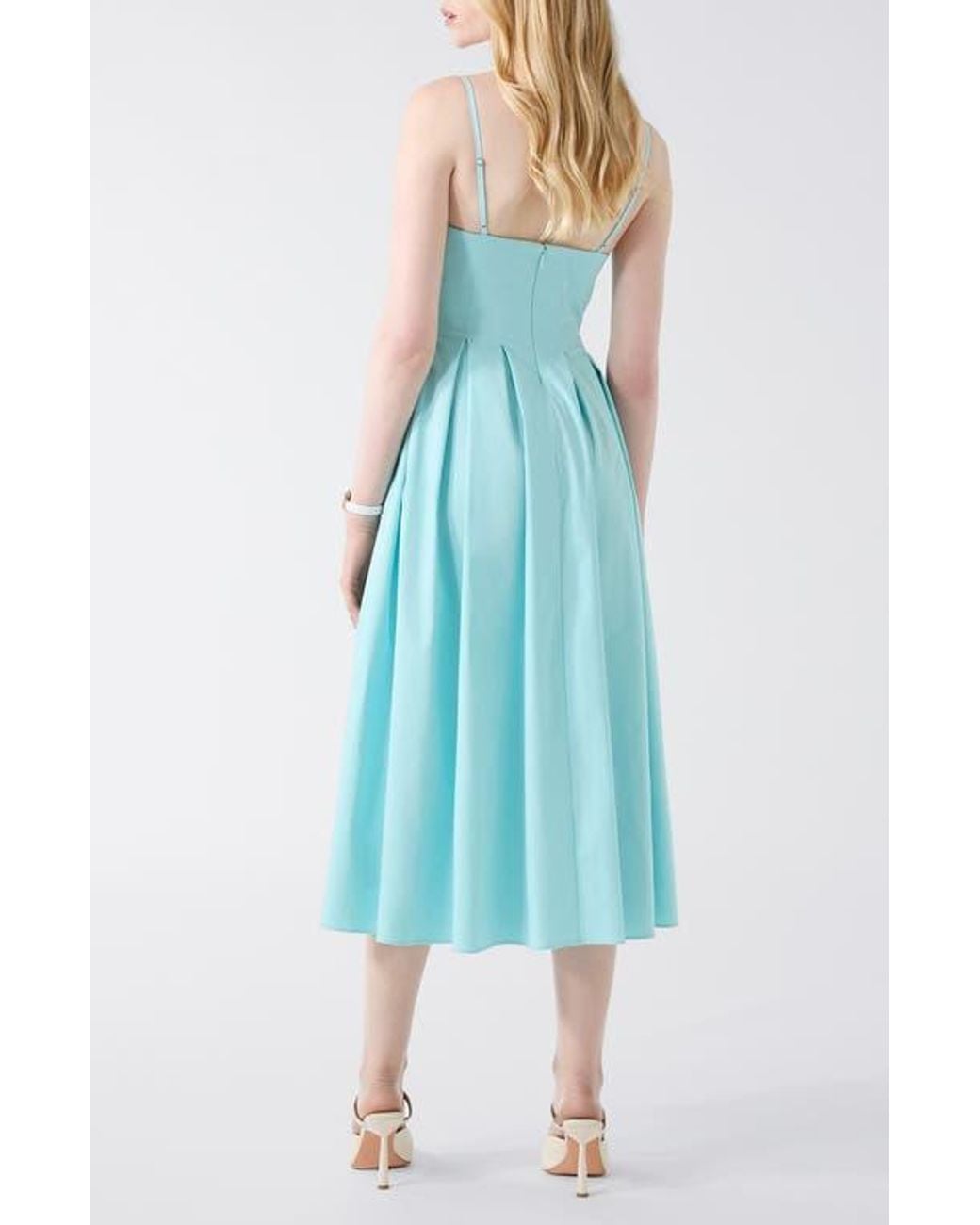 Guess Blue Bria Pleated Midi Dress