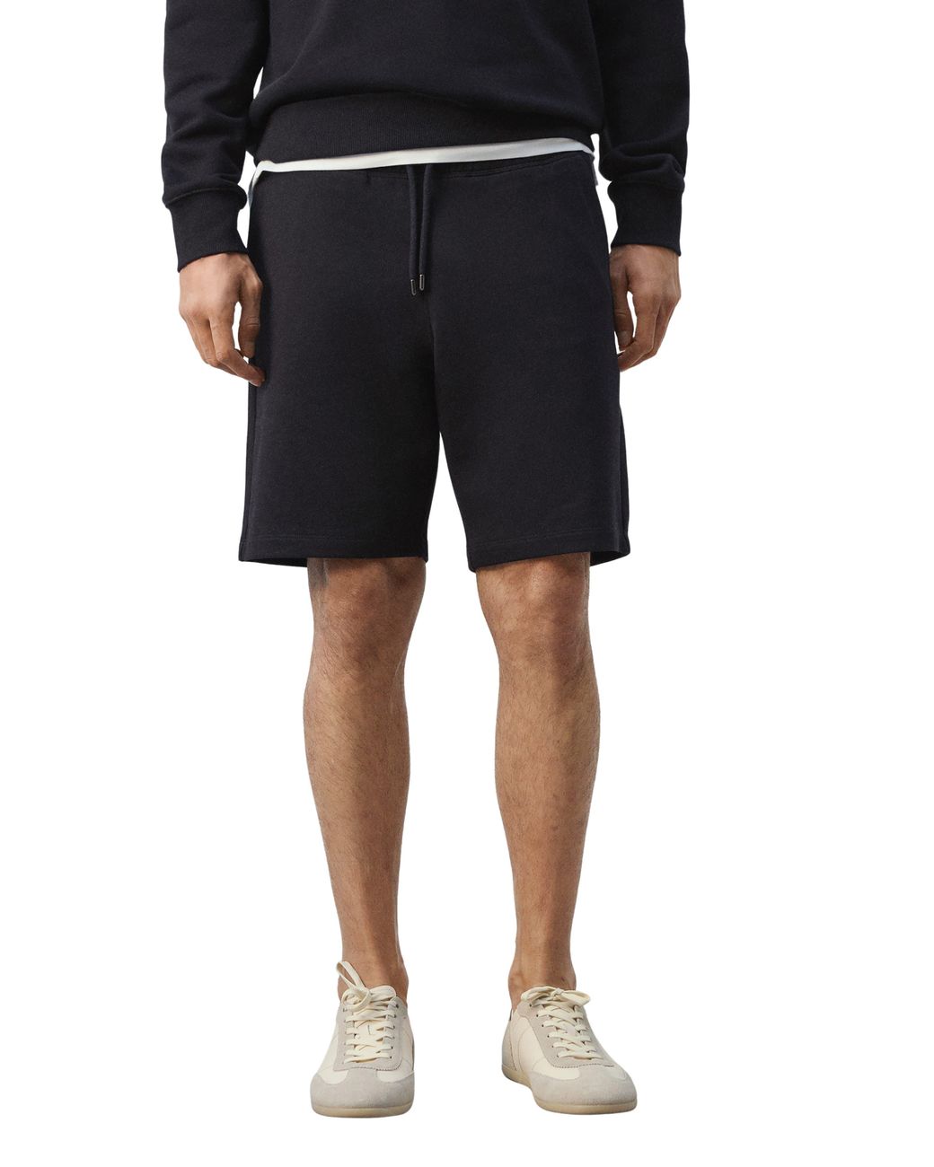Mango Black Cotton Drawstring Shorts for men