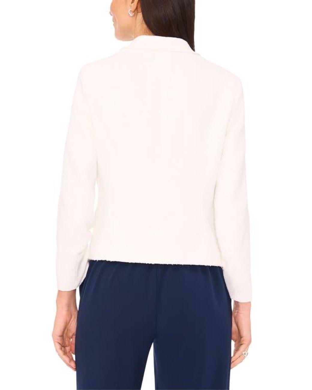 Halogen® White Raw Hem Crop Blazer