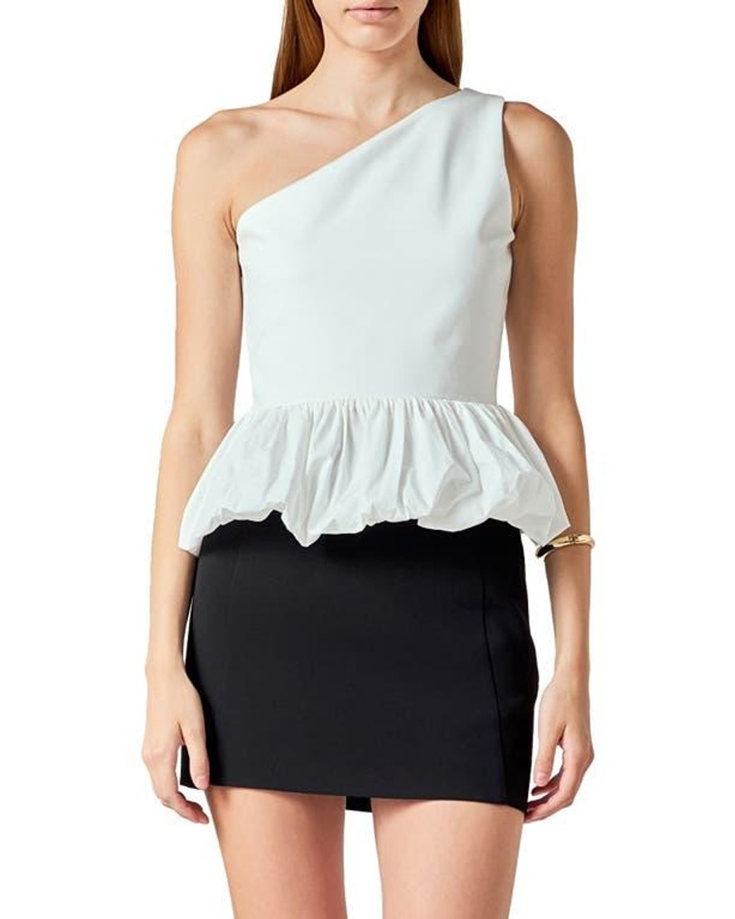 Endless Rose Blue Asymmetric Bubble Hem Top