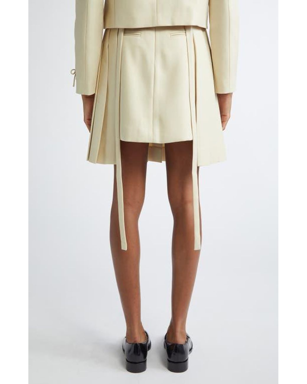 Sandy Liang Lilo Pleated A-Line Skirt in Natural | Lyst
