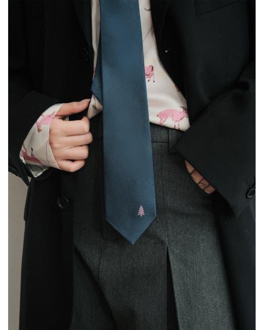 Lost Pattern Blue Silk Tie