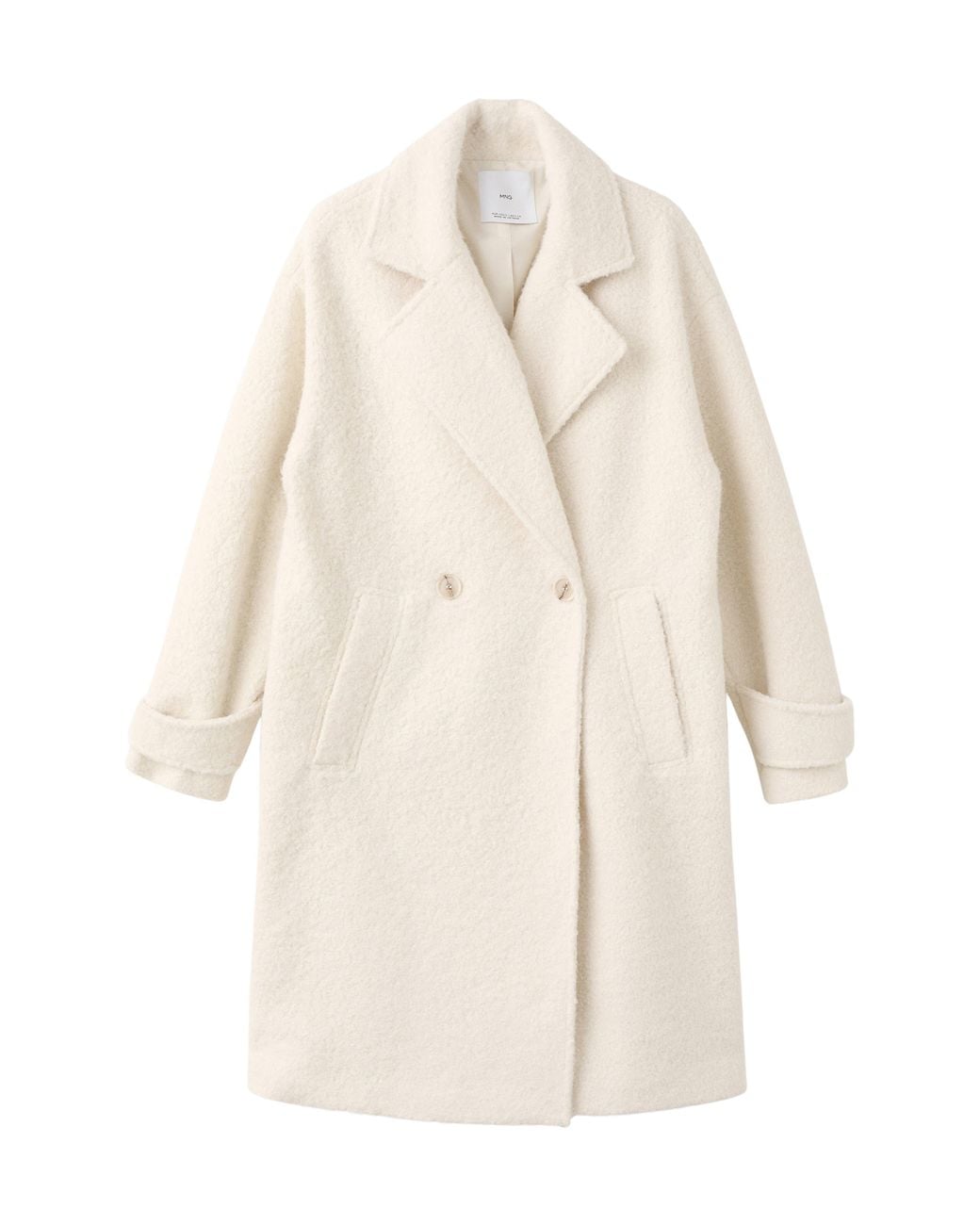 Mango Natural Lapels Bouclé Coat