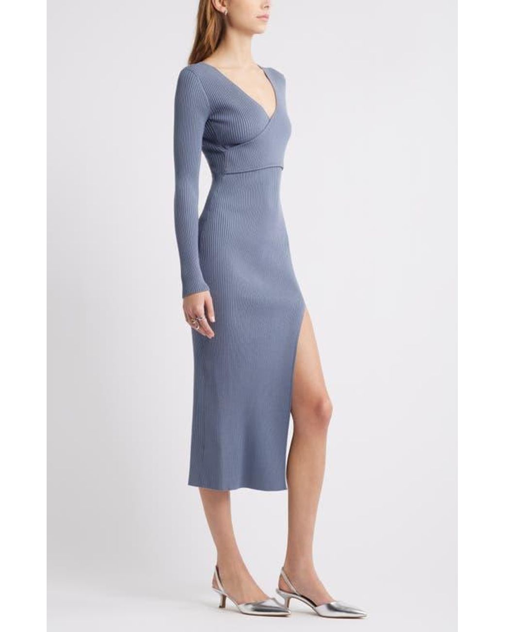 chinese dress ladies Baltic Born Womens Vara Satin Maxi Wrap Dress | Dusty Blue