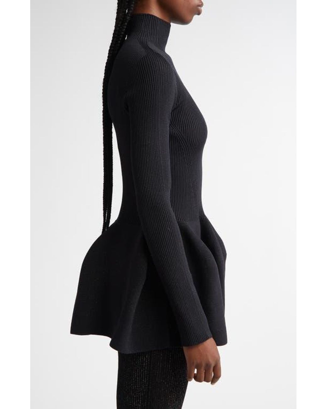 CFCL Glitter Ribbed Peplum Sweater in Black Lyst