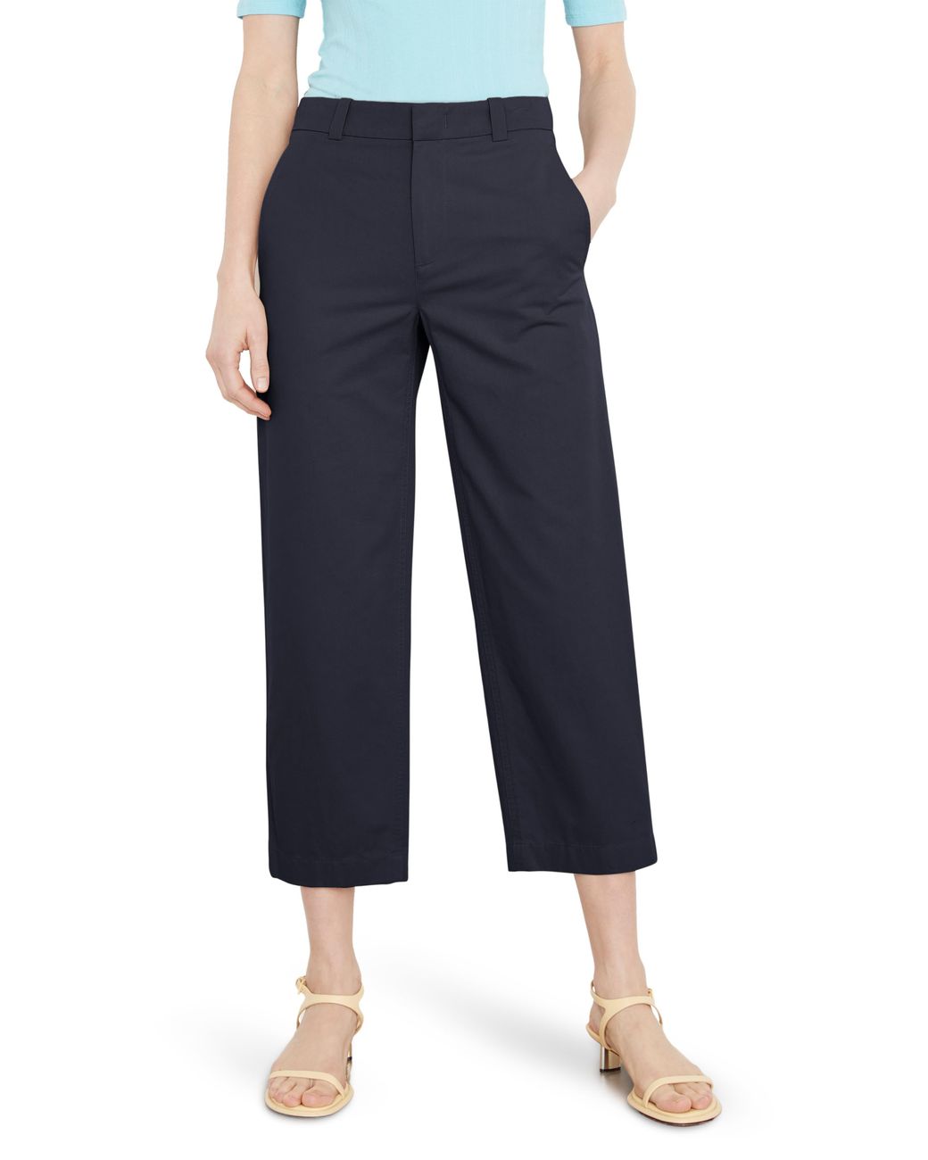 Vince Washed Cotton Crop Pants in Blue Lyst