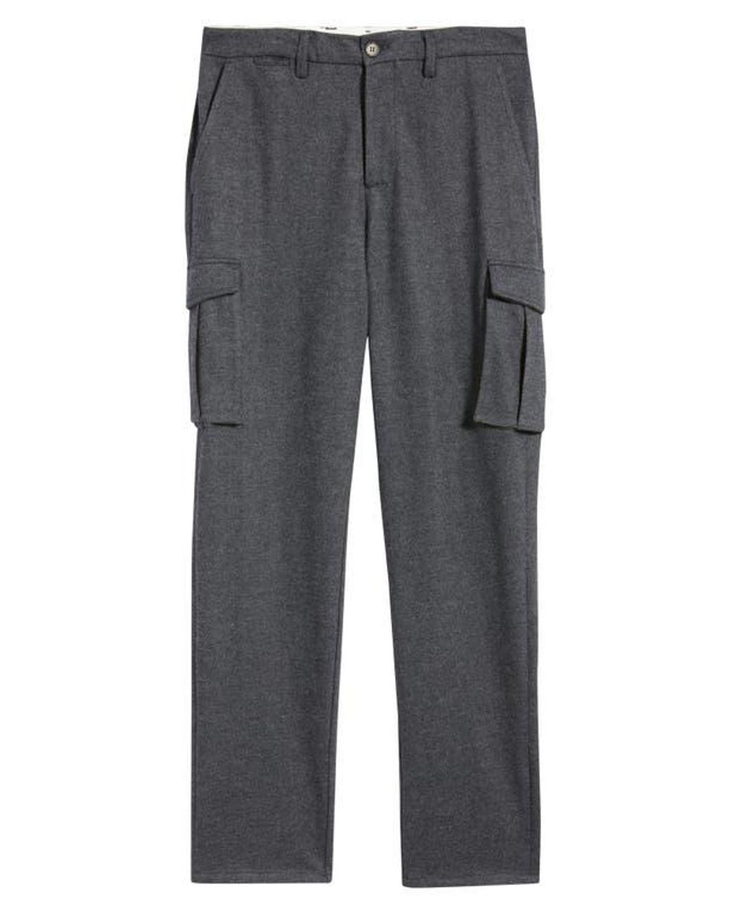 Bugatchi Gray Brushed Knit Flat Front Cargo Pants for men