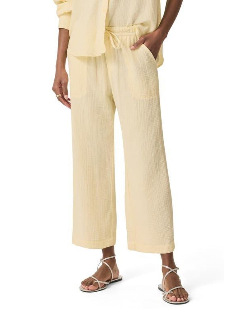 Splendid Natural Adele Cotton Gauze Drawstring Pants