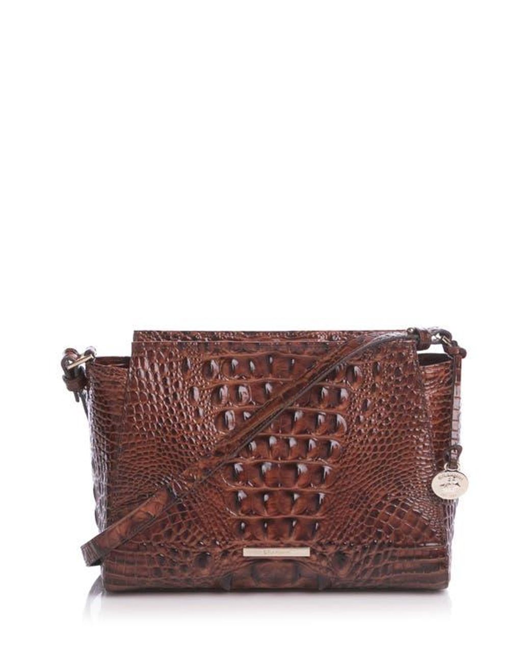 Brahmin Hillary Croc Embossed Leather Crossbody Bag in Brown | Lyst
