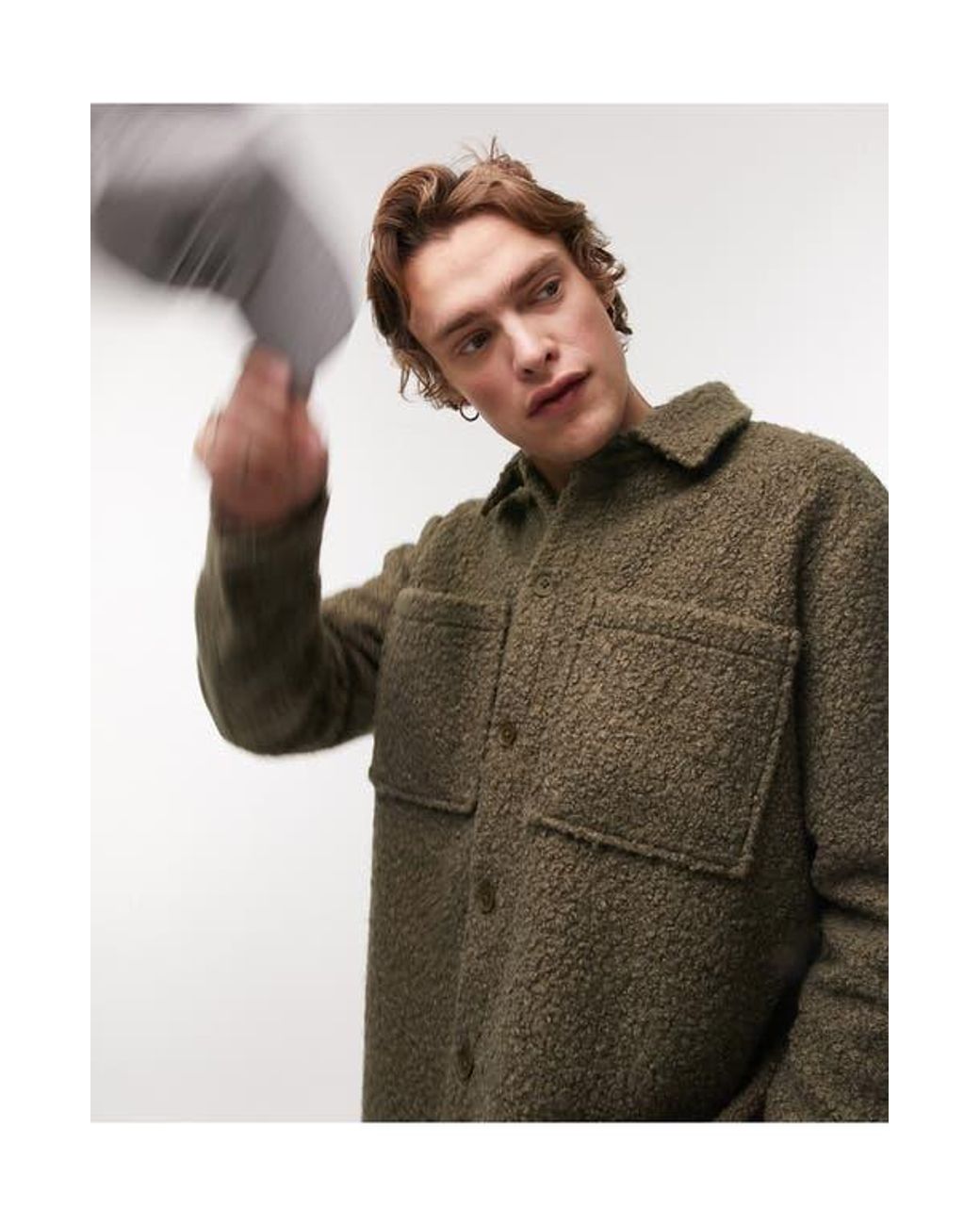 Topman Green Shacket for men