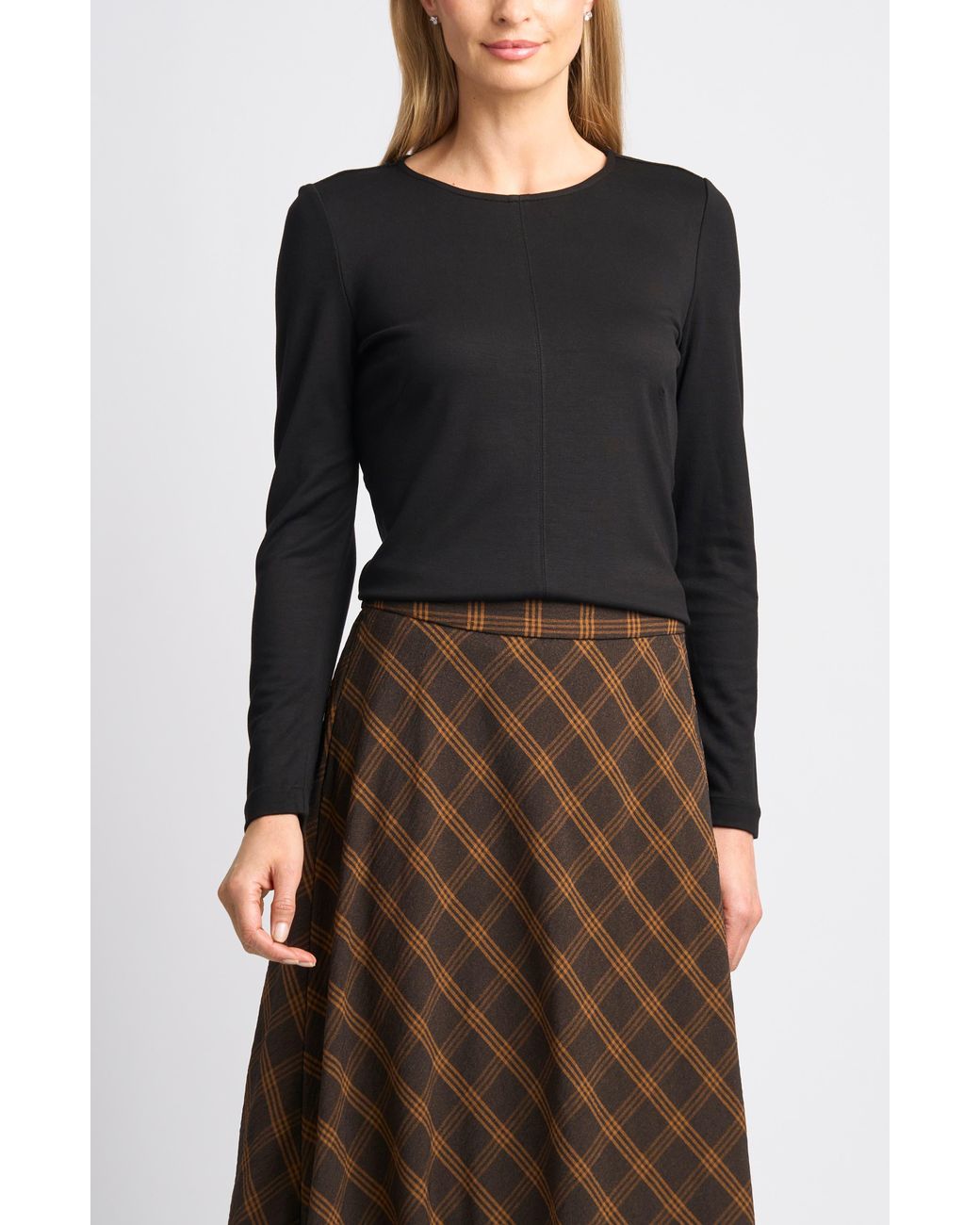 Halogen® Black Long Sleeve Ponte Top