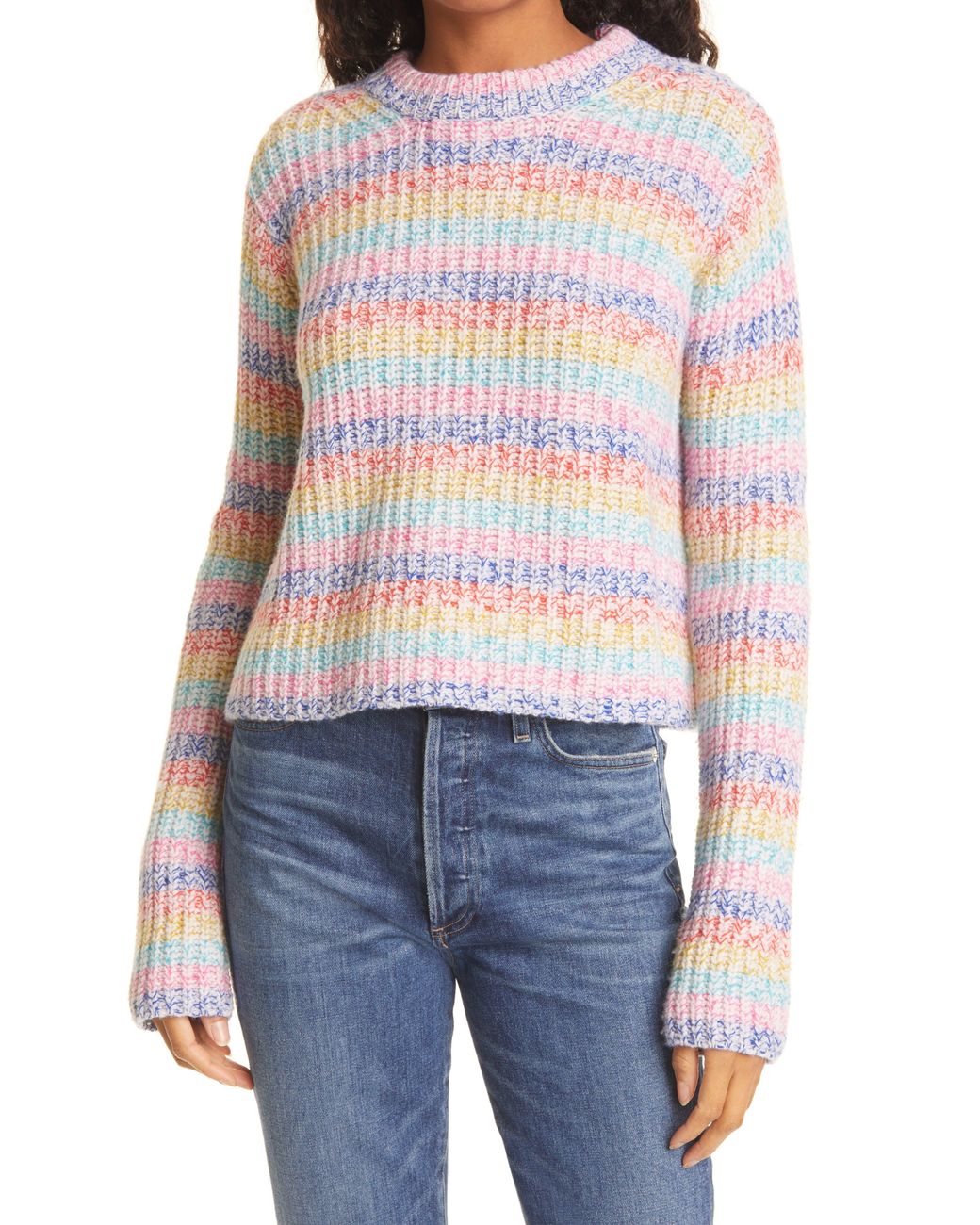 la ligne stripe half zip merino wool sweater