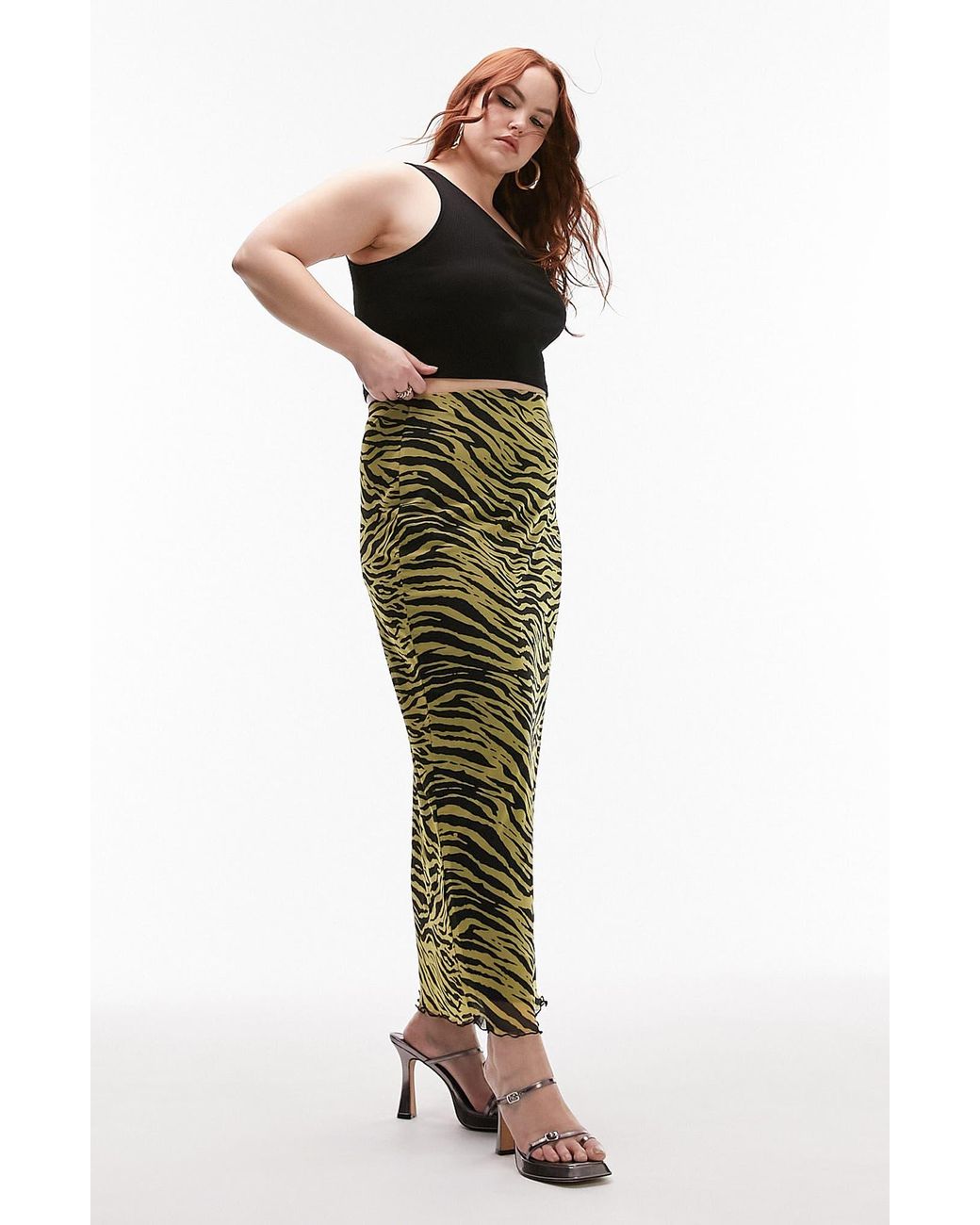 Topshop Animal Print Satin Midi Skirt - Size 10 | Vinted