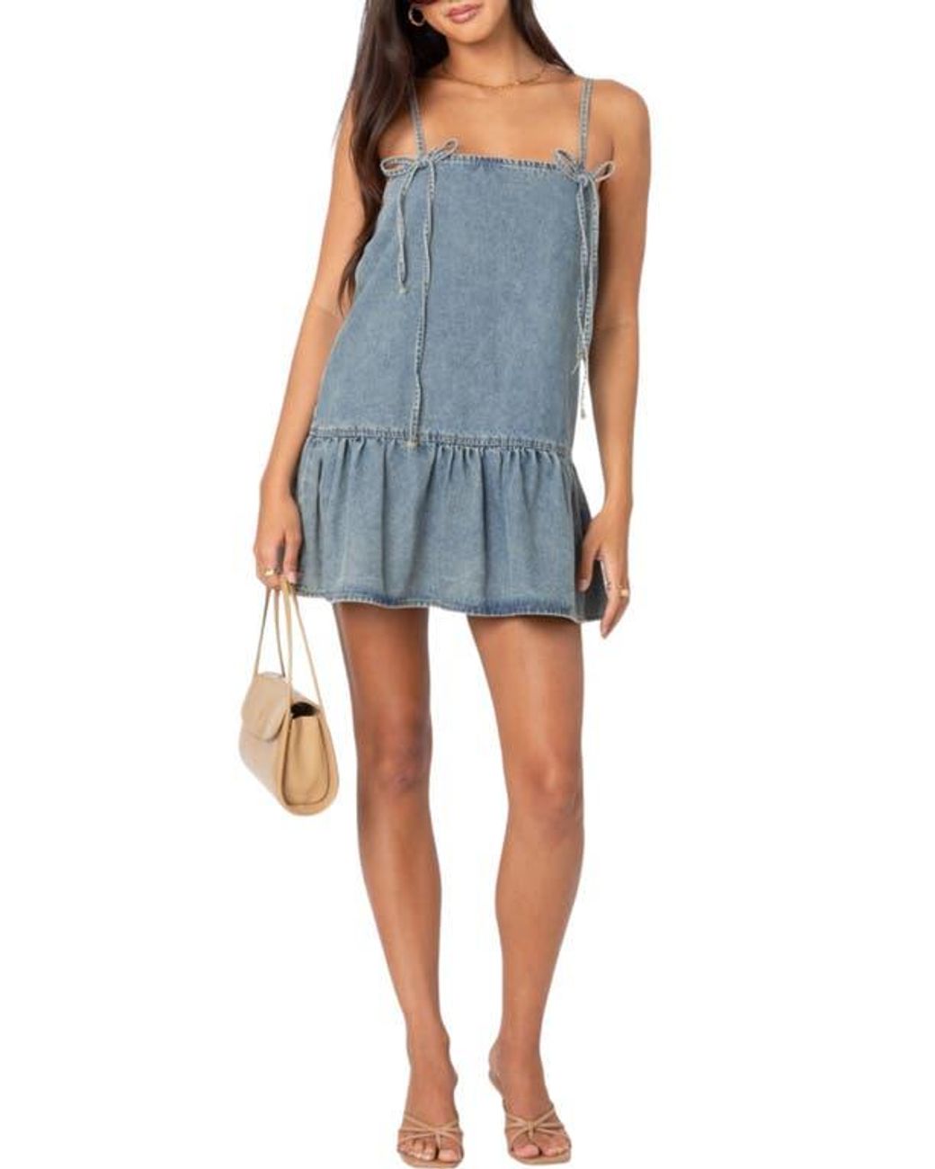 Edikted Blue Dylan Denim Shift Minidress