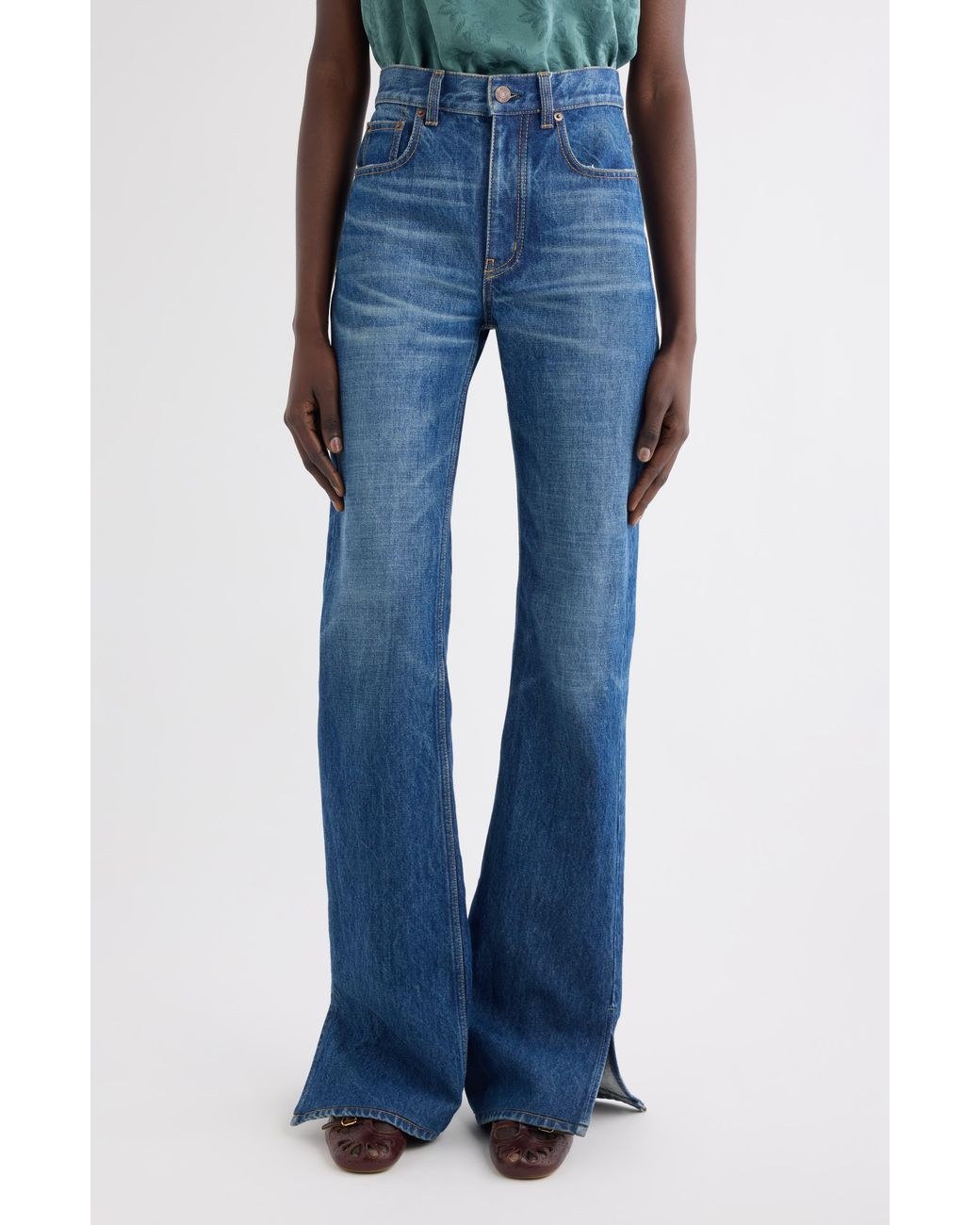 Chloé Blue Split Hem Straight Leg Jeans
