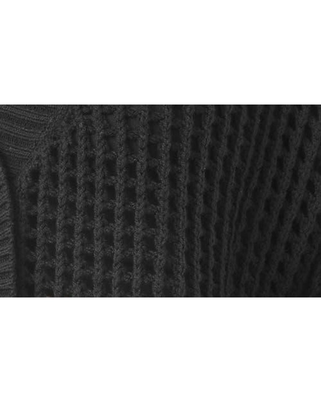 Splendid Black Camellia Openwork V-Neck Cotton Blend Cardigan