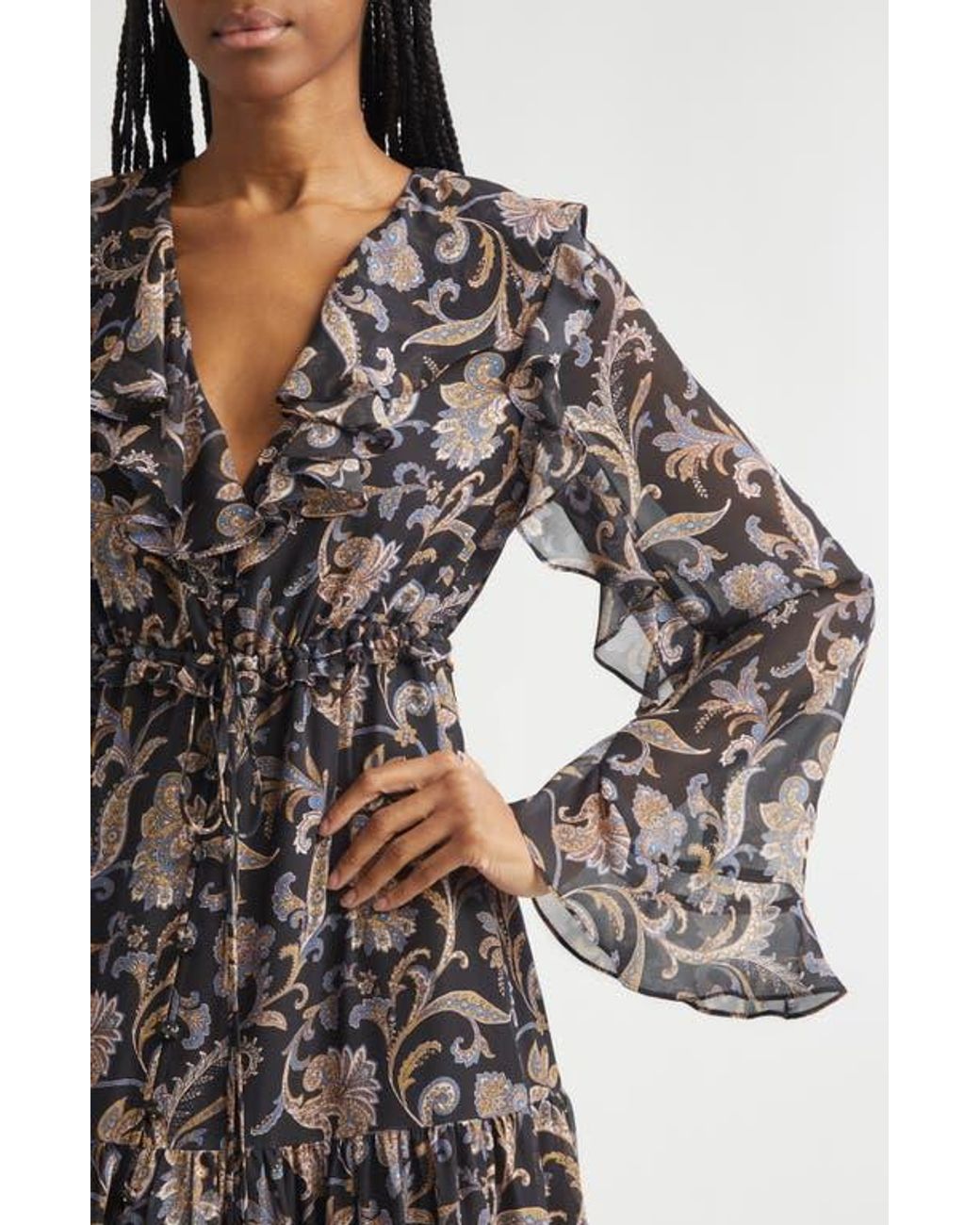 chinese dress ladies 'Demi' Pink & Blue Floral Paisley Maxi Dress main image 1