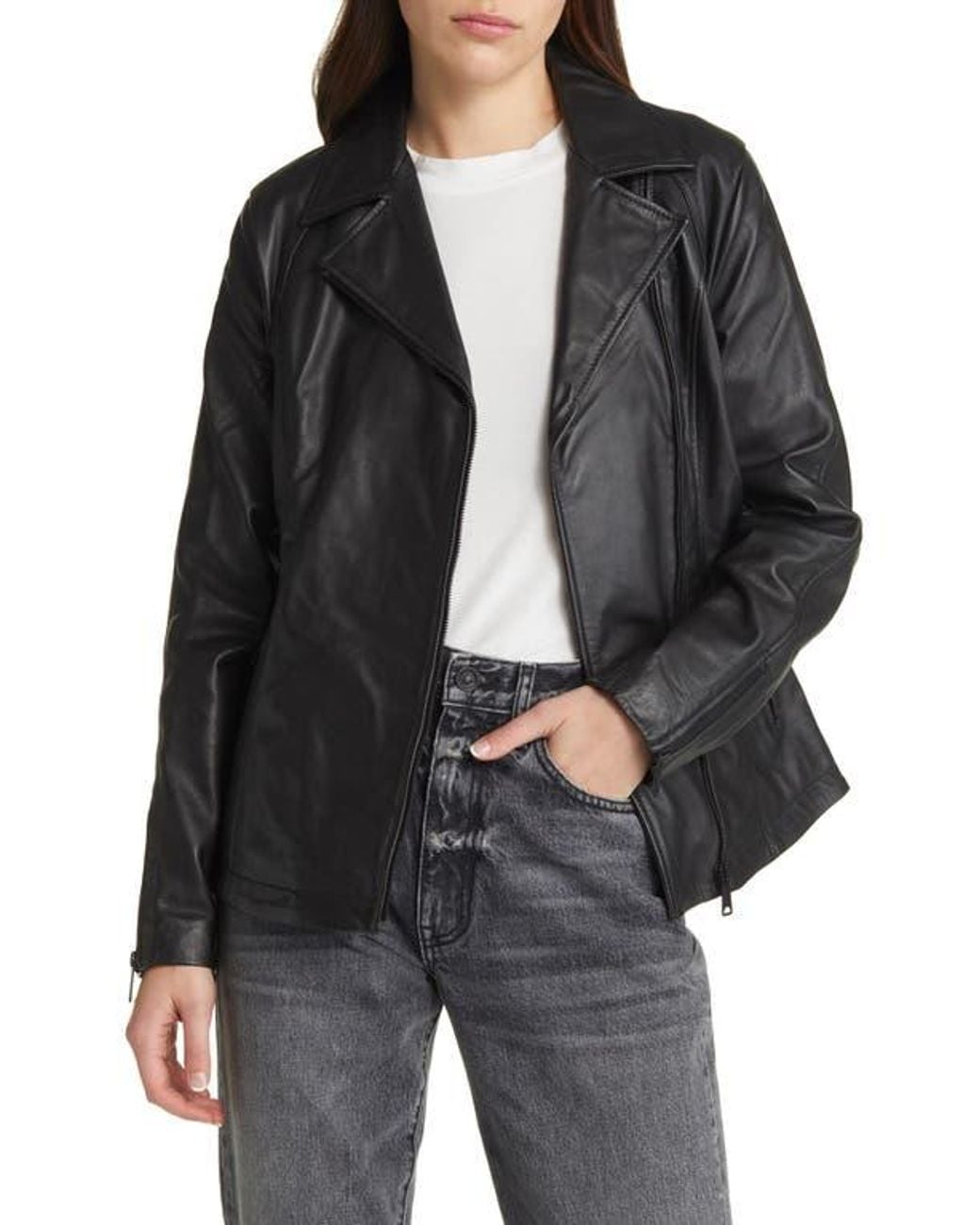 Schott Nyc Black Long Leather Moto Jacket