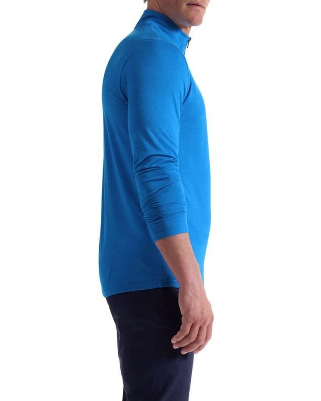 Bugatchi Blue Quarter Zip Pullover for men