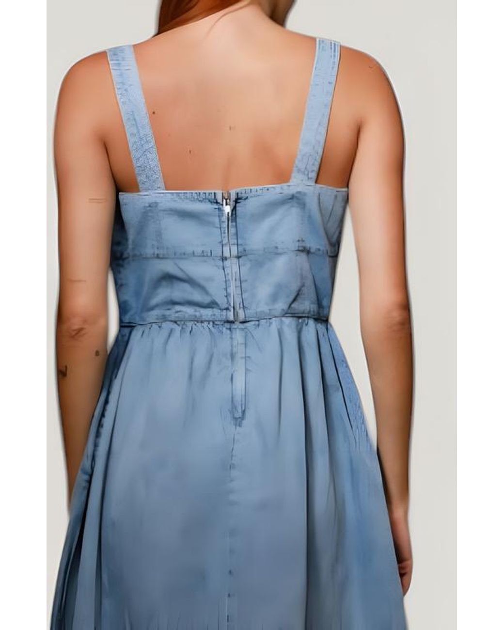 white christmas dresses Sleeveless Denim Mini Dress with Tailored Seaming and Button Front –  Modenaire main image 1