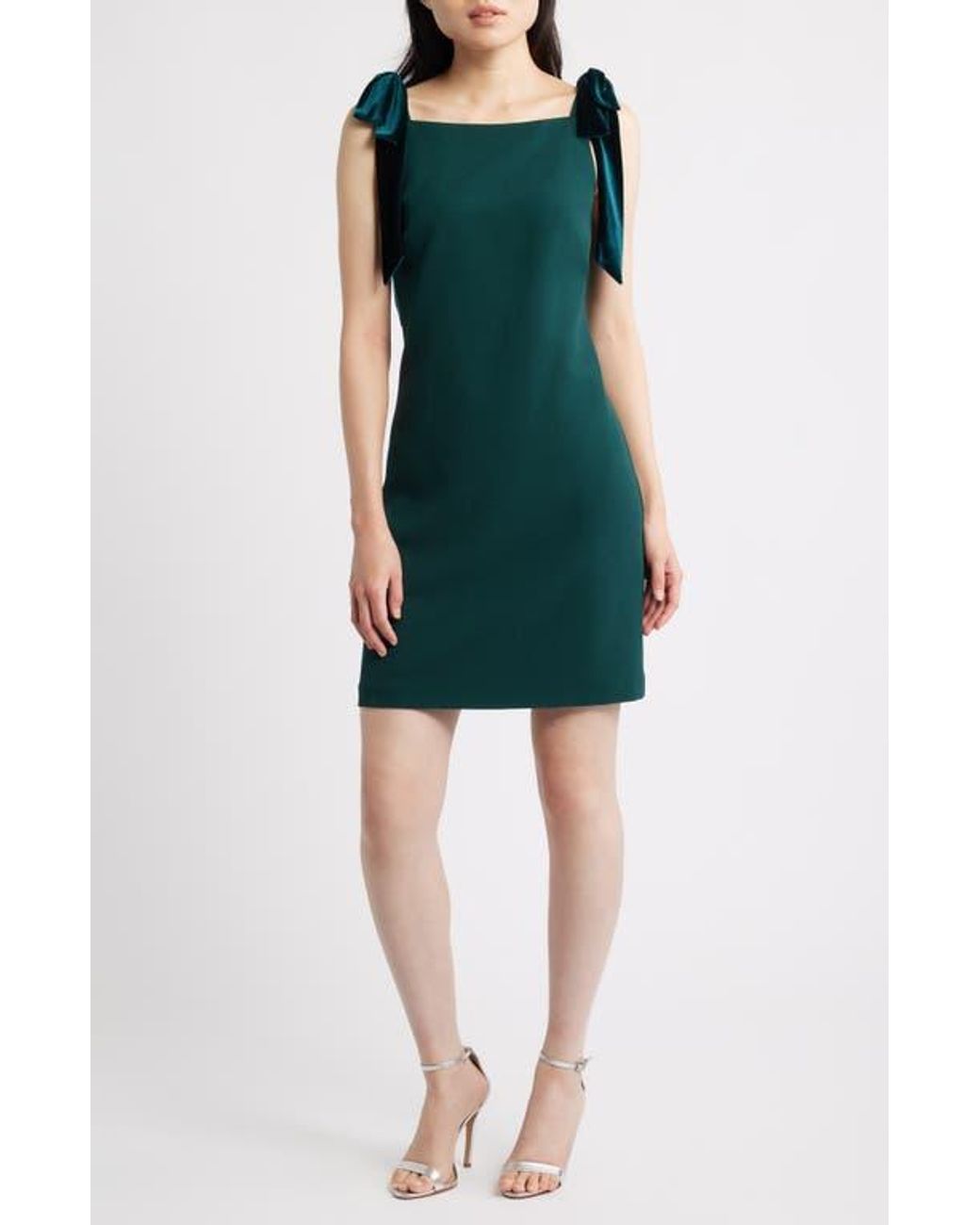 nordstrom rack green velvet dress Vince Camuto Bow Stretch Crepe in Armscye (5)