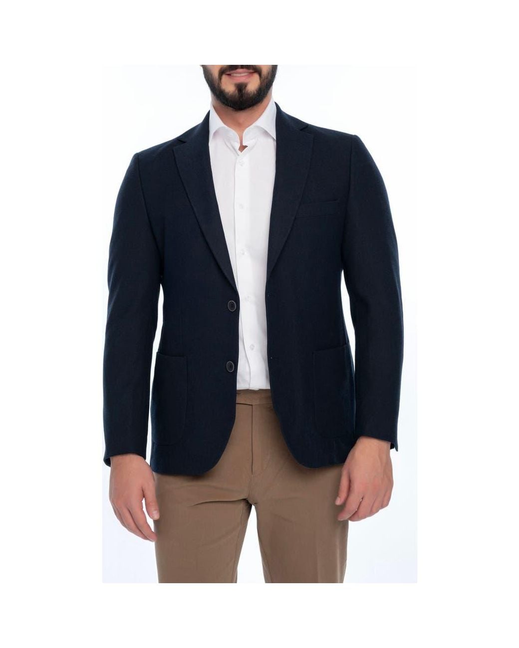 VELLAPAIS Blue Solid Sport Coat for men