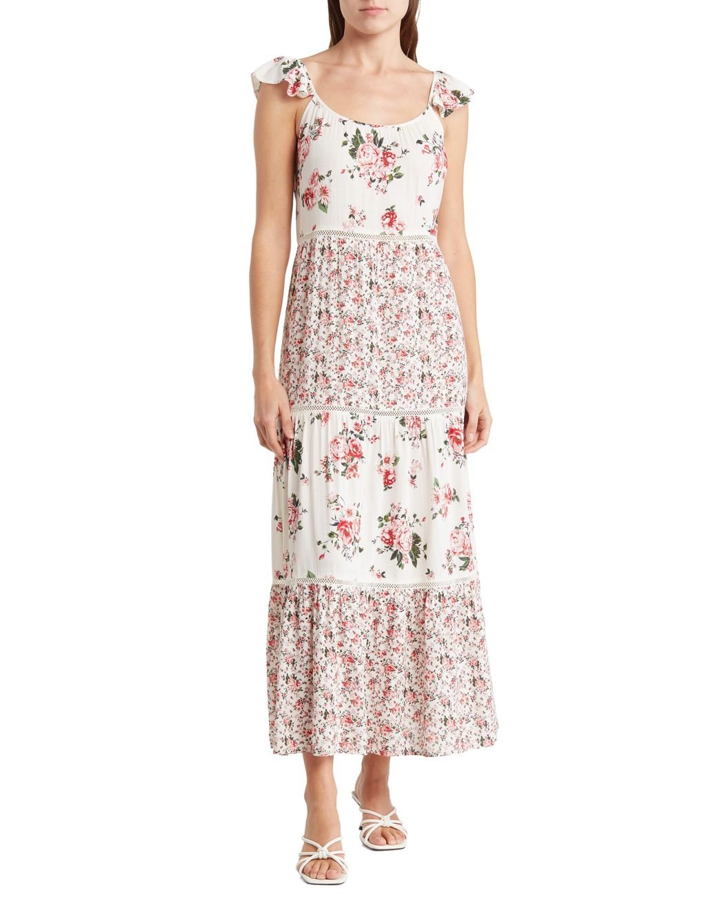 Blu Pepper Floral Eyelet Trim Maxi Dress Lyst