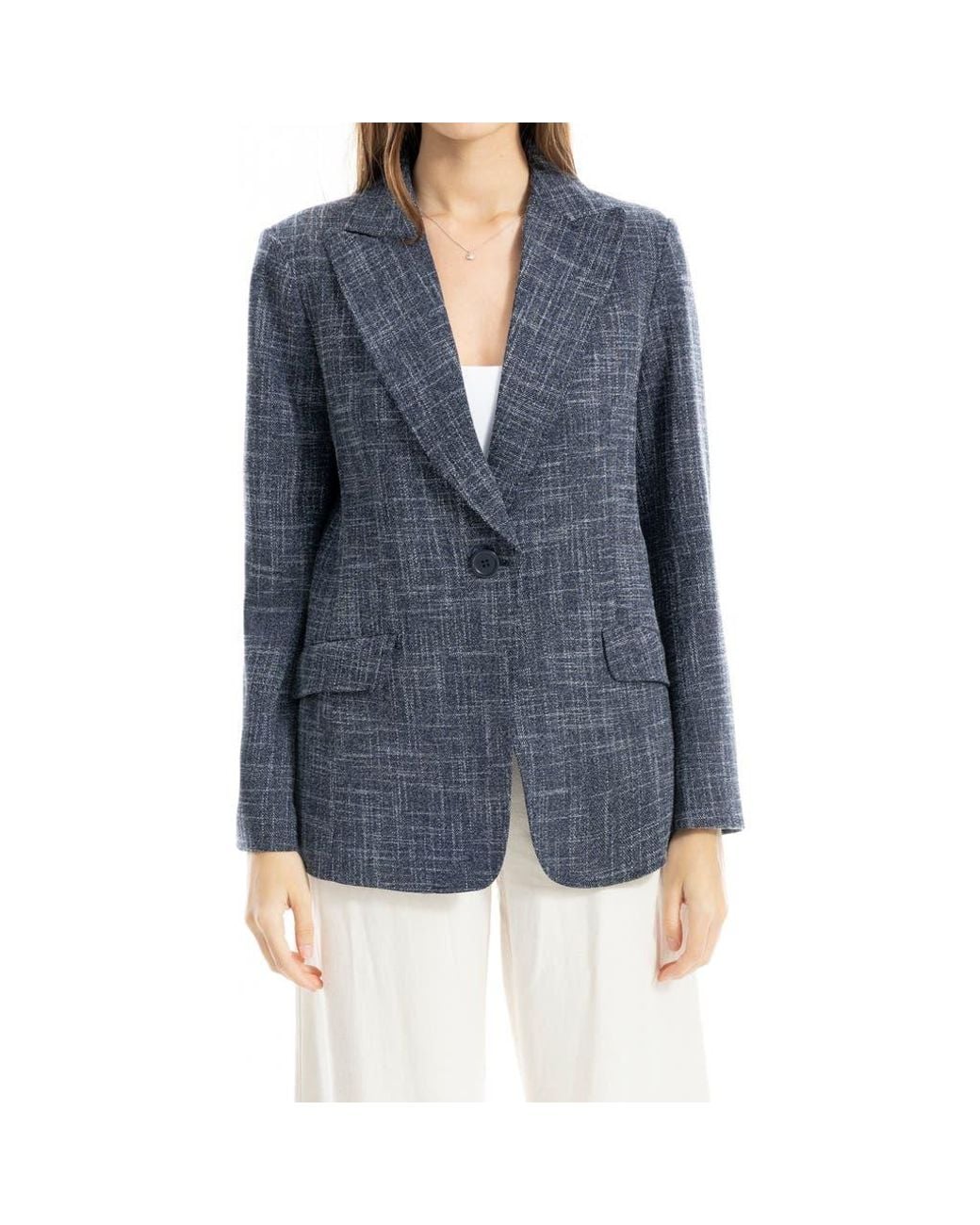 Max Studio Blue One Button Blazer