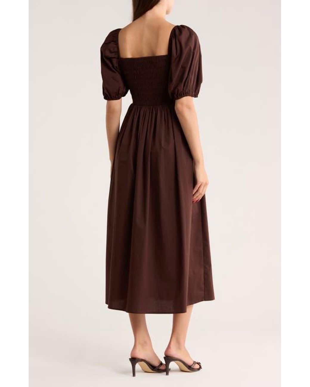 knee length dresses for ladies Baltic Born Womens Lovell Smocked Midi Dress | Deep Olive